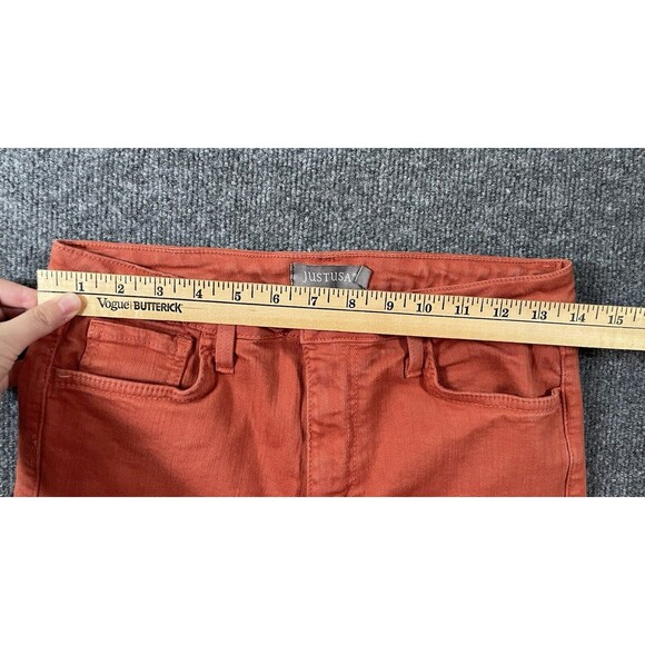 Just Black Jeans Womens Size 27 Orange Mid Rise Straight Leg Stretch Raw Hem USA - Picture 6 of 8